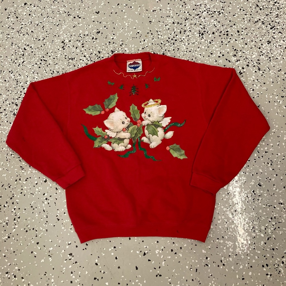 Christmas kitty vintage Crewneck